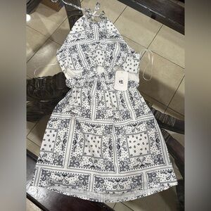 Elodie Black and White Backless Dress